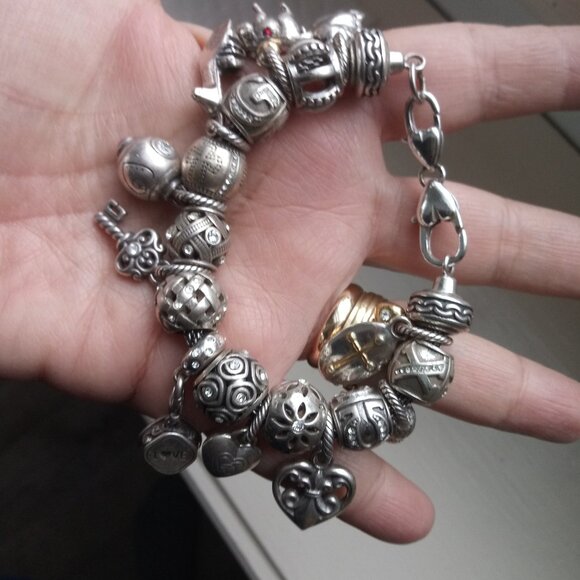 Brighton  charm bracelet loaded with 19 charms  beads 2 stoppers - Picture 6 of 14